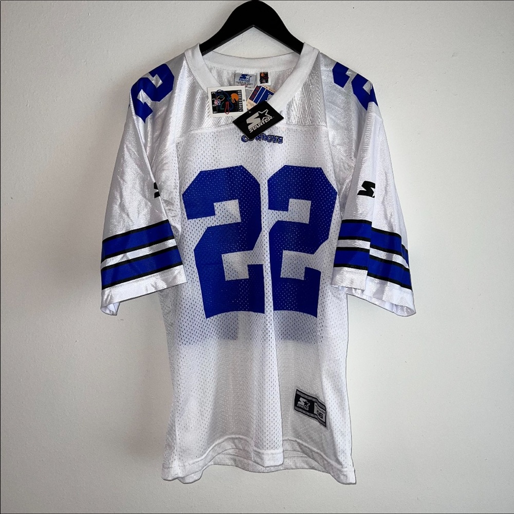 Dallas Cowboys Emmitt Smith Starter Jersey White/Blue #22 NWT 90’s Classic NFL